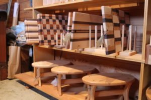 Items on display in the woodshop store